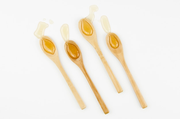 Wooden spoons arrangement top view