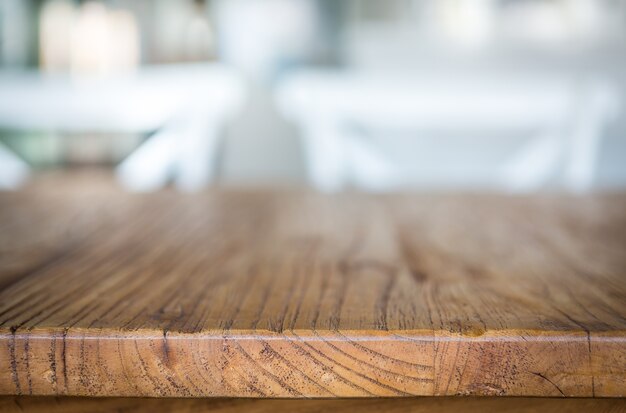 Wooden surface with blurred background