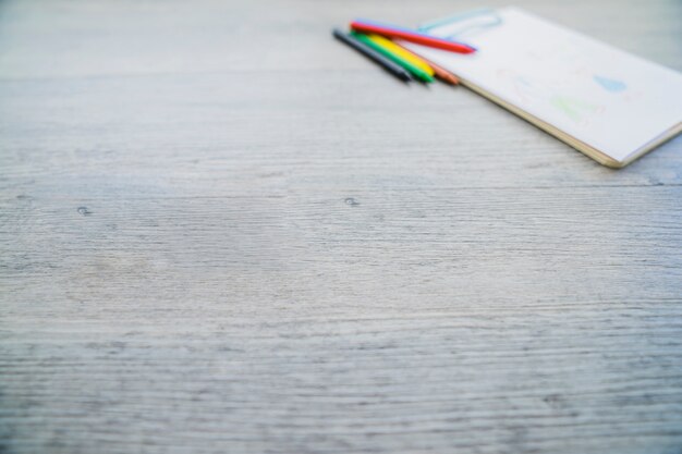 Wooden surface with blurred drawing for father's day