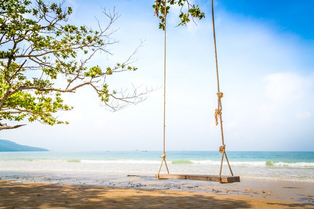 Wooden swing on a sunny day