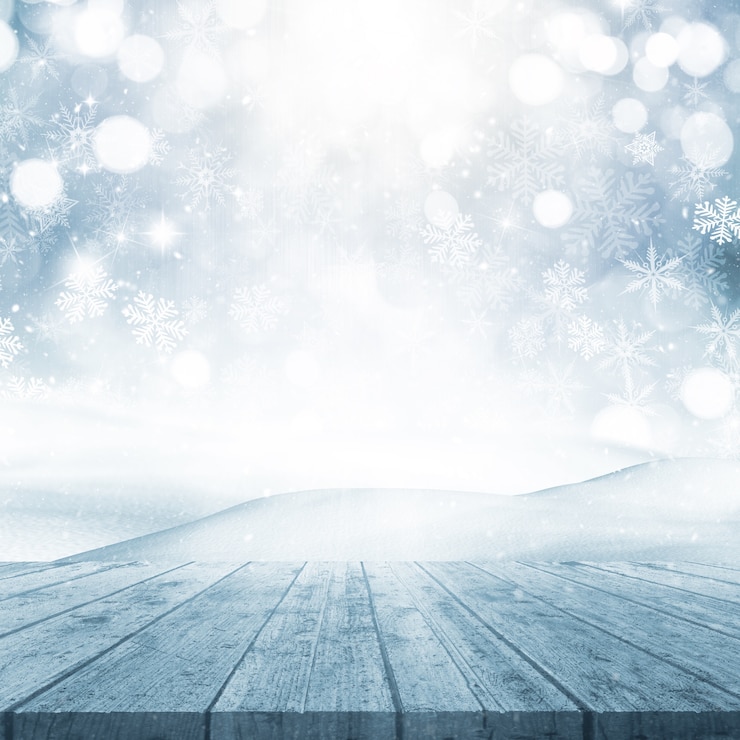 Free Photo wooden table on the snow