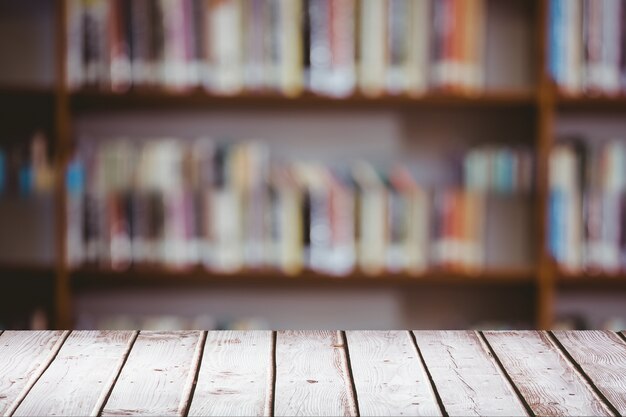 Wooden table with blurred background