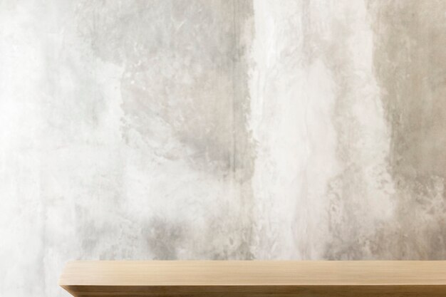 소박한 회색 벽 제품 배경으로 나무 테이블