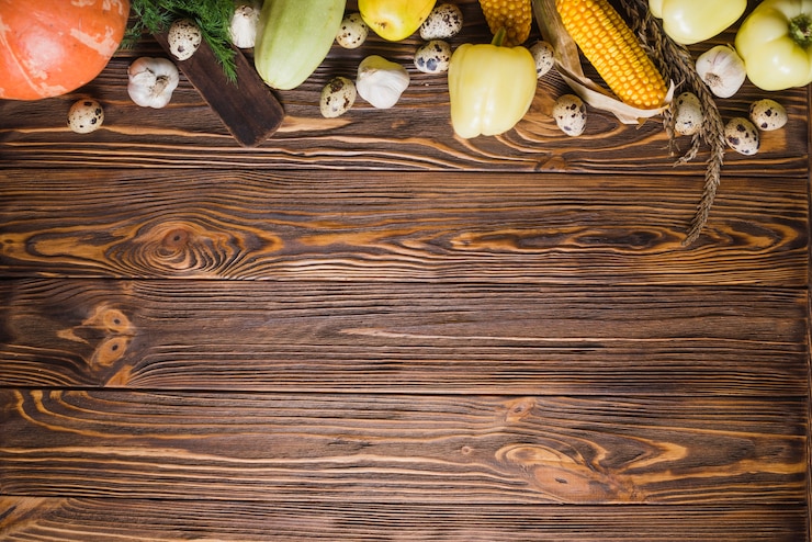 Free Photo wooden table with vegetables on top