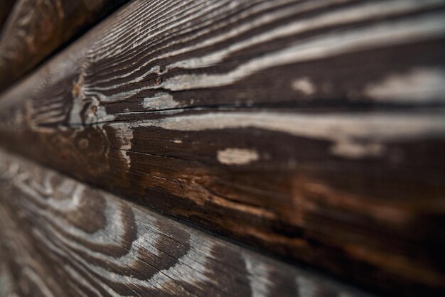 Wooden texture of brown planks side view