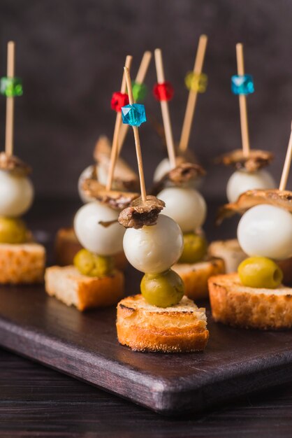 Wooden tray with fresh appetizer