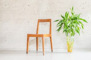 Free photo wooden vase chair luxury white