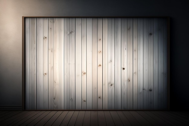 A wooden wall with white wood planks and a wooden floor