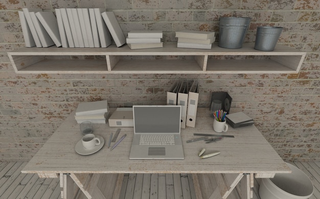 Free photo wooden workspace design