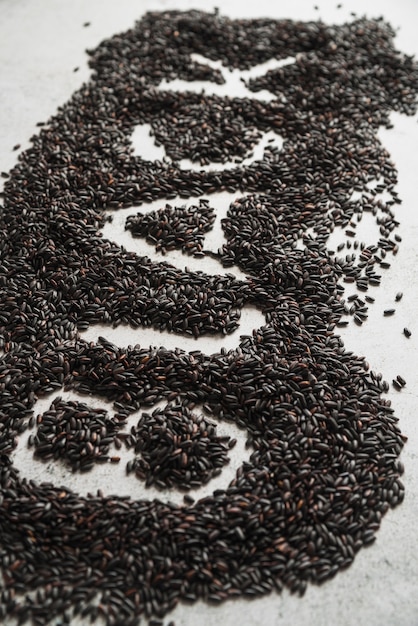 Free photo word black written on wild rice