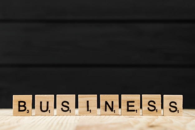 The word business spelt with wooden letters