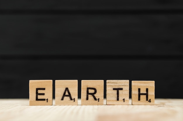 The word earth spelt with wooden letters