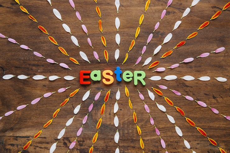 Free Photo word easter in floral petals