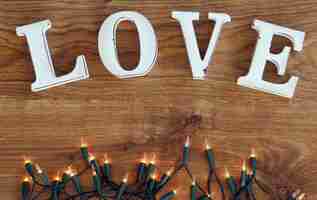 Free photo word love and lights garland