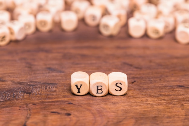 Word yes on wooden blocks