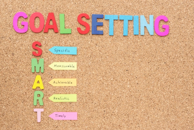 Words goal setting and smart with copy space