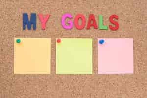 Free photo words my goals with notepad