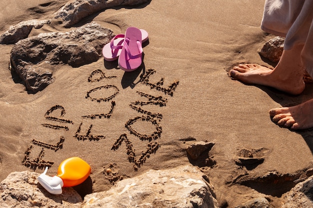 Free photo words in the sand about summer