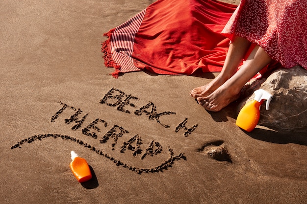 Free photo words in the sand about summer