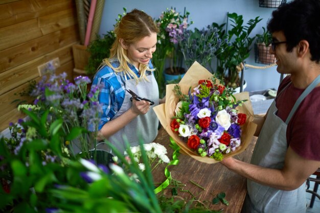 Work in flower shop