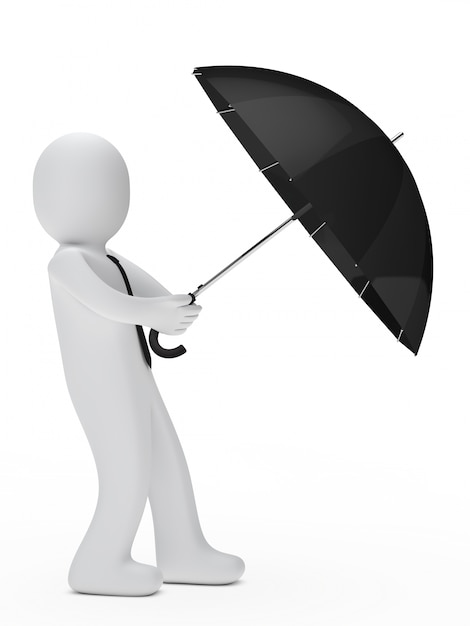 Free photo worker protecting with an umbrella