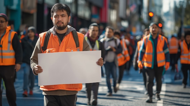 Foto gratuita lavoratore che protesta per i diritti del lavoro