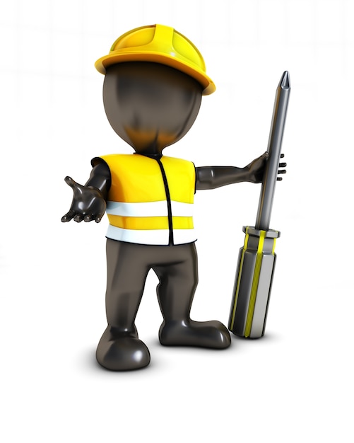 Worker with a screwdriver