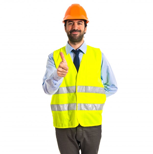 worker with thumb up