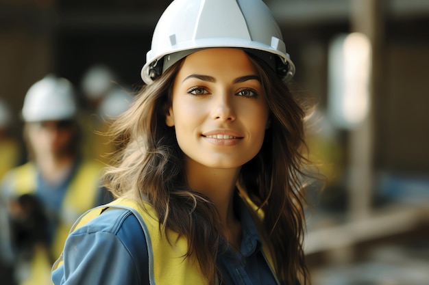 worker woman on construction site AI generated image