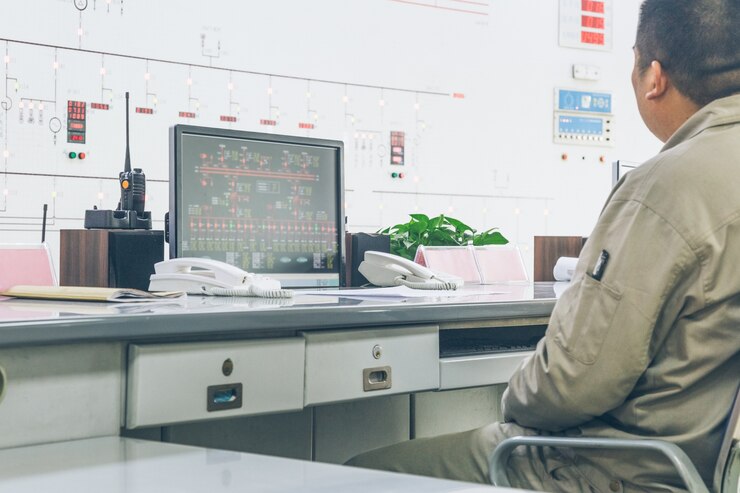 Free Photo workers in control room