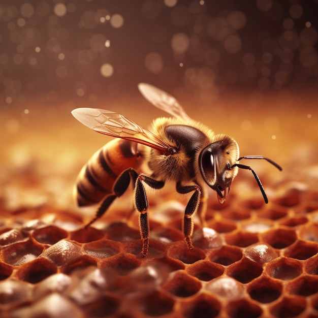Working bee filling honey combs