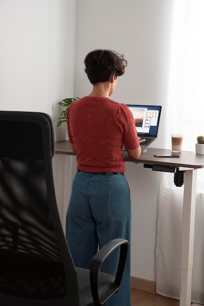 Working from home in ergonomic workstation