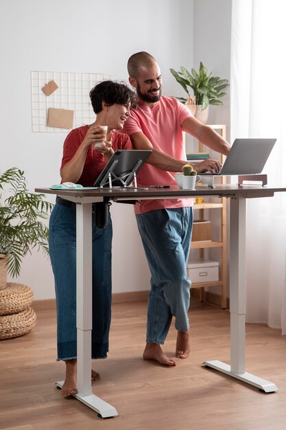 Working from home in ergonomic workstation