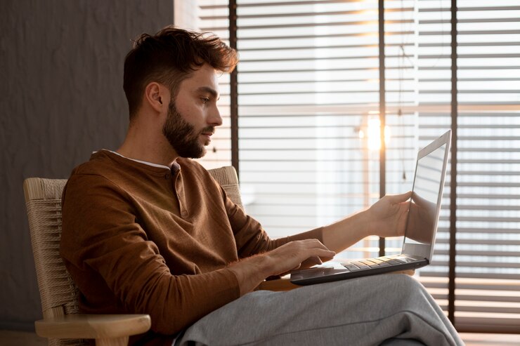 Free Photo working from home in ergonomic workstation