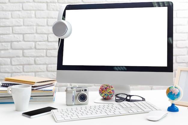 Working table with computer