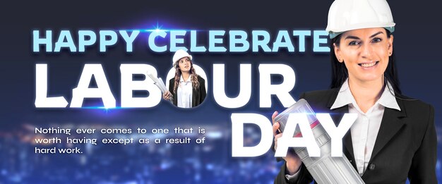 Free photo working woman  banner  labour day collage