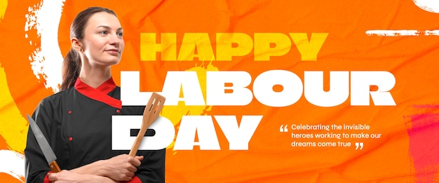 Free photo working woman  banner  labour day collage