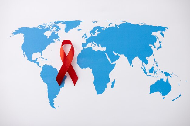 리본 기호가 있는 세계 에이즈의 날 개념 구색