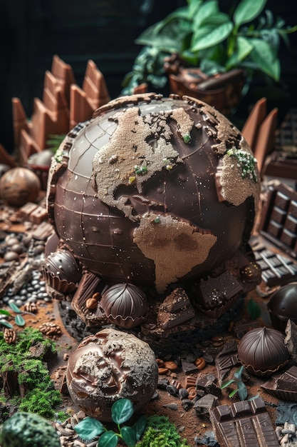 Free photo world ball for chocolate day celebration