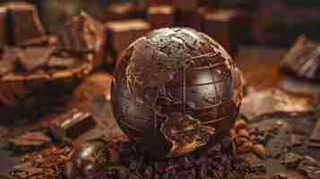 Бесплатное фото world ball for chocolate day celebration