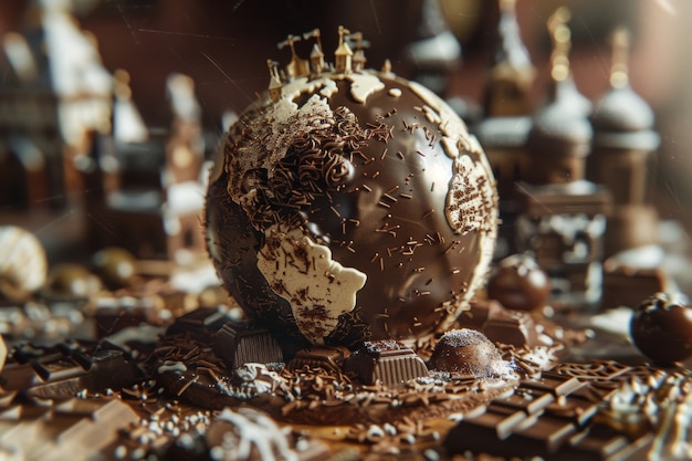 Бесплатное фото world ball for chocolate day celebration