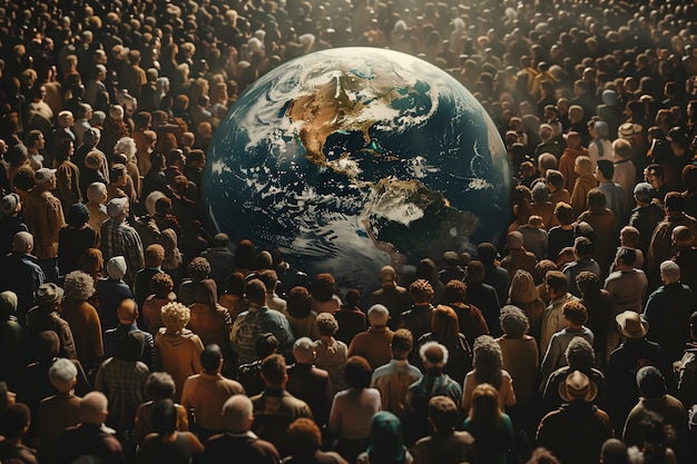 사람들로 둘러싸인 세계 공