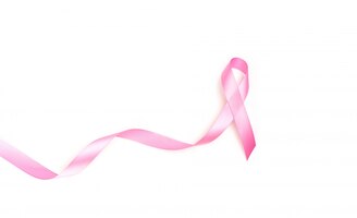 world cancer day : breast cancer awareness ribbon on white backg