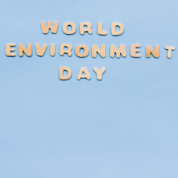 World environment day text on blue background