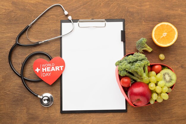 World heart day concept with healthy food