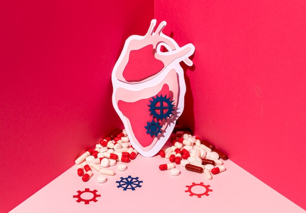 Free photo world heart day concept with pills