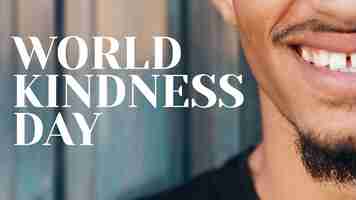 Foto gratuita banner della giornata mondiale della gentilezza con uomo sorridente