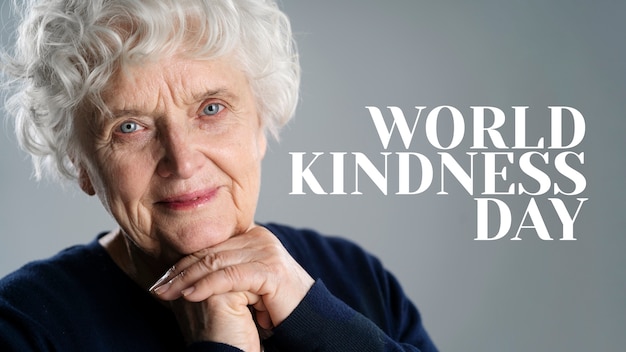 Free photo world kindness day banner with woman smiling