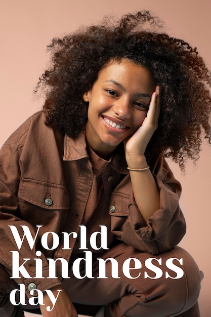 Free photo world kindness day banner with woman smiling