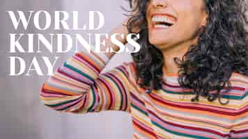 Free photo world kindness day banner with woman smiling